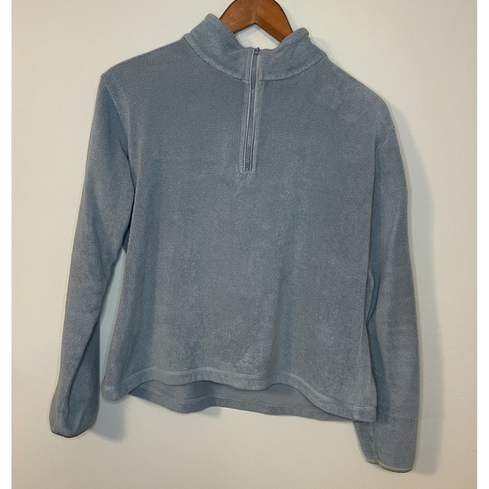 Horny Toad Sweater Women's M Blue Fleece 1/4 Zip Outdoor Hike Camp Boxy Fit